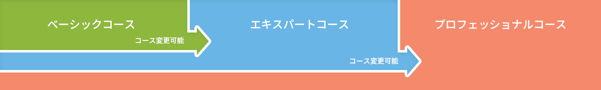 図：ベーシックコース＞エキスパートコース＞プロフェッショナルコース